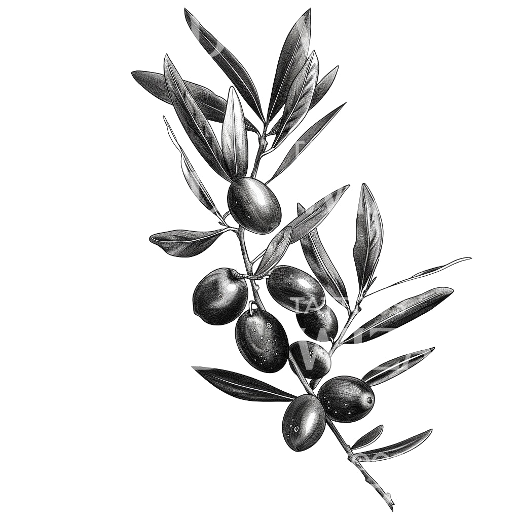 Conception de tatouage d'olivier liberté et paix