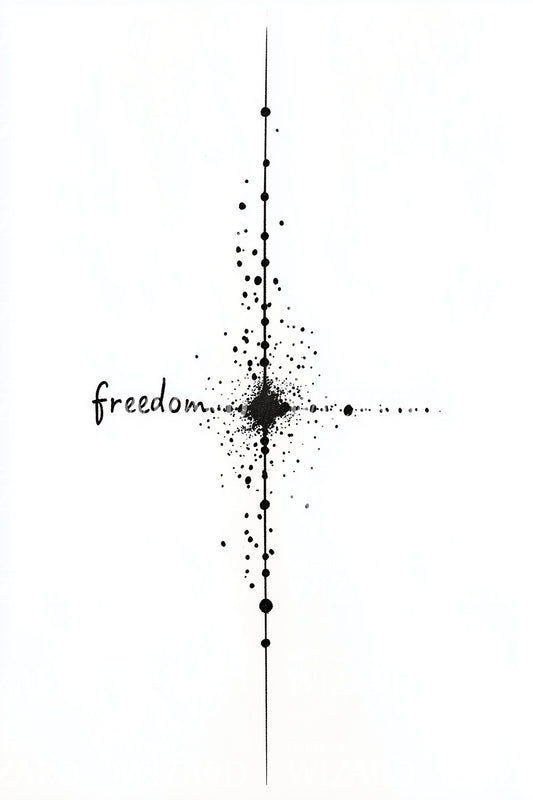 Freedom Dots Word Script Tattoo Idea