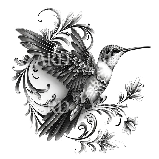 Conception de tatouage de colibri Freedom Wings