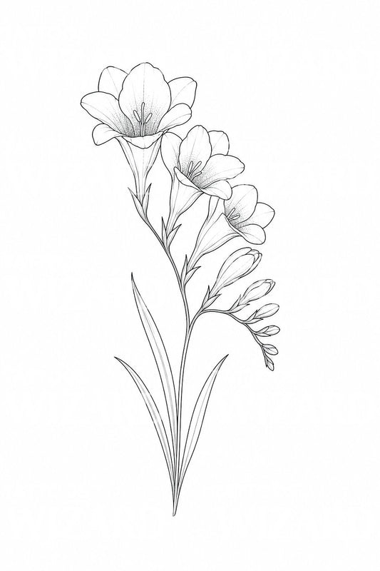 Modèle de tatouage tige de freesia