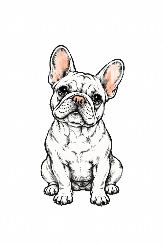 Idé til tatovering af fransk bulldog som blækskitse