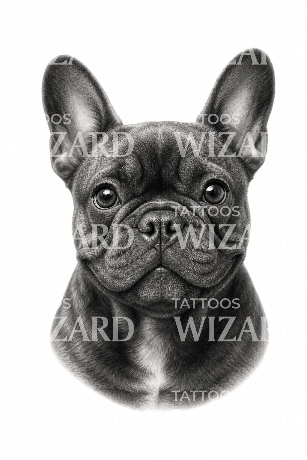 Tattoo-design med fransk bulldog-portræt