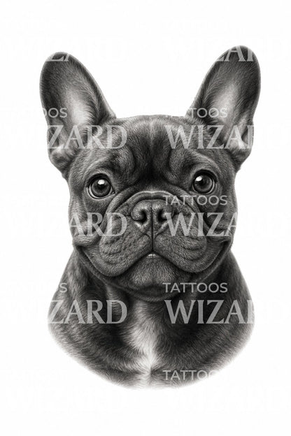 Tattoo-design med fransk bulldog-portræt