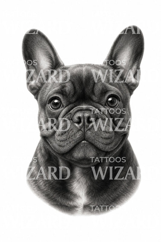 Französische Bulldogge Portrait Tattoo-Design