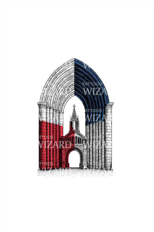Desenho de Tatuagem Arco Gótico Francês