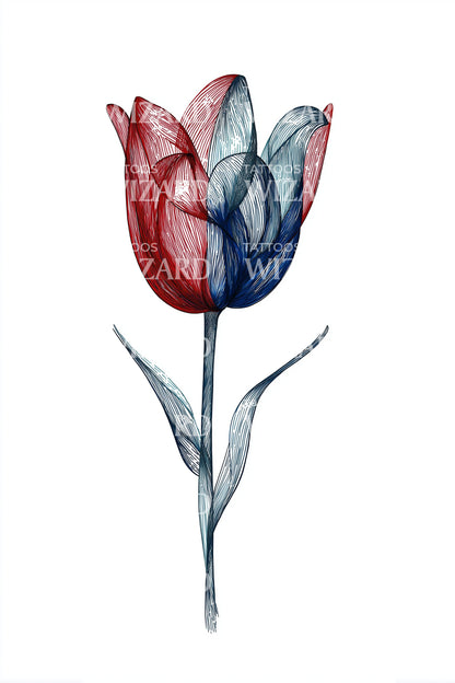 Französische Trikolore Tulpen Tattoo Idee