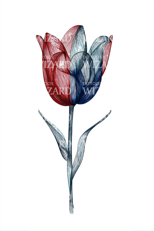 Französische Trikolore Tulpen Tattoo Idee