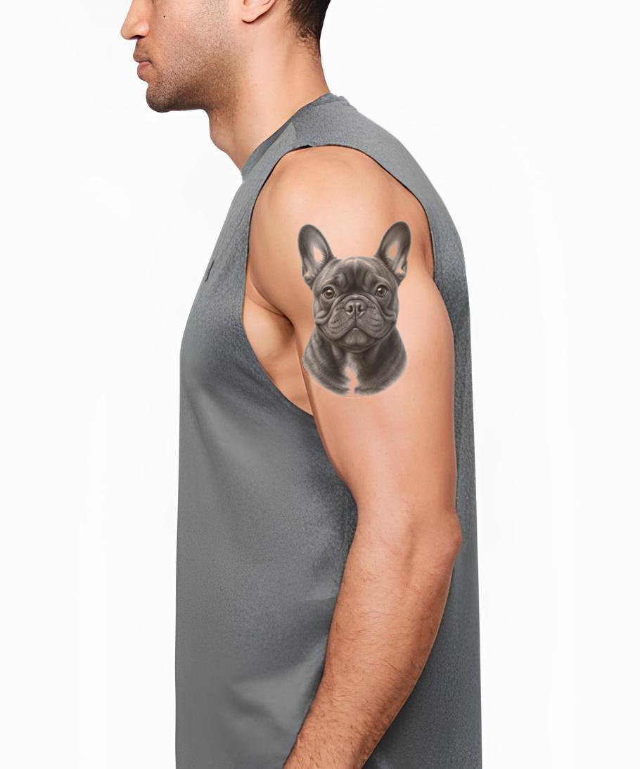 Tattoo-design med fransk bulldog-portræt