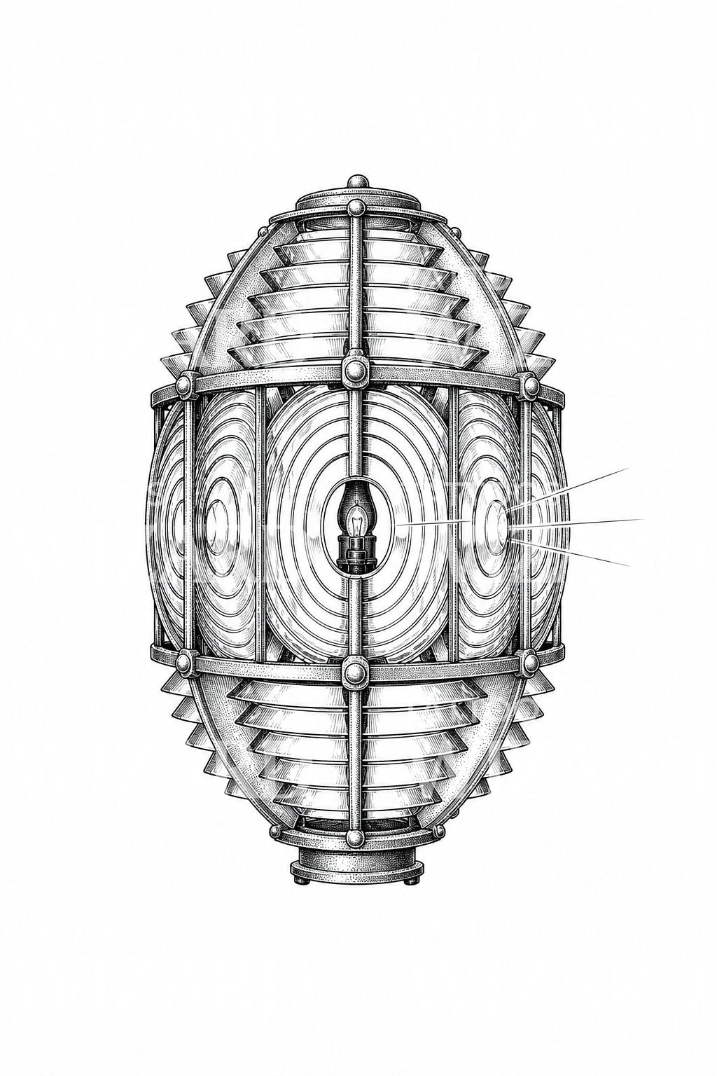 Fresnel Lighthouse Lens Tattoo Illustration