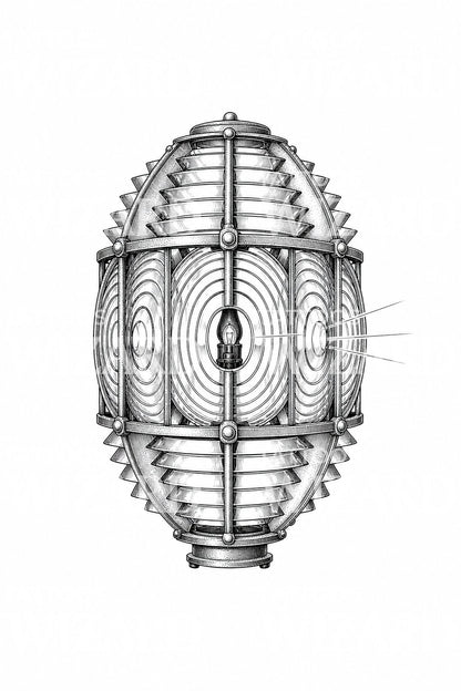 Fresnel Lighthouse Lens Tattoo Illustration