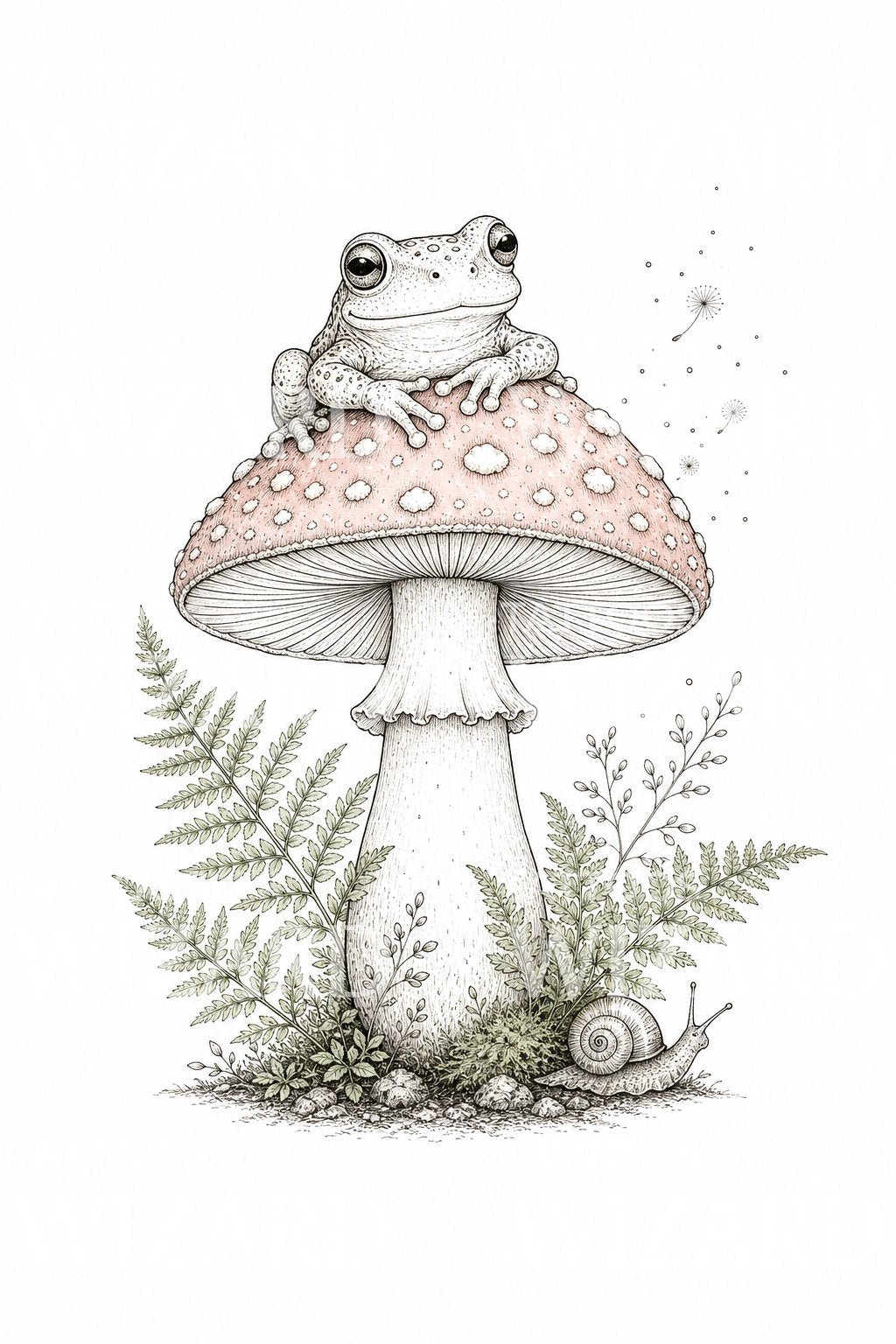 Kikker op Paddenstoel Tattoo-ontwerp