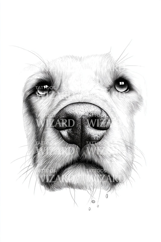 Front Dog Nose Portrait Tattoo Illustration