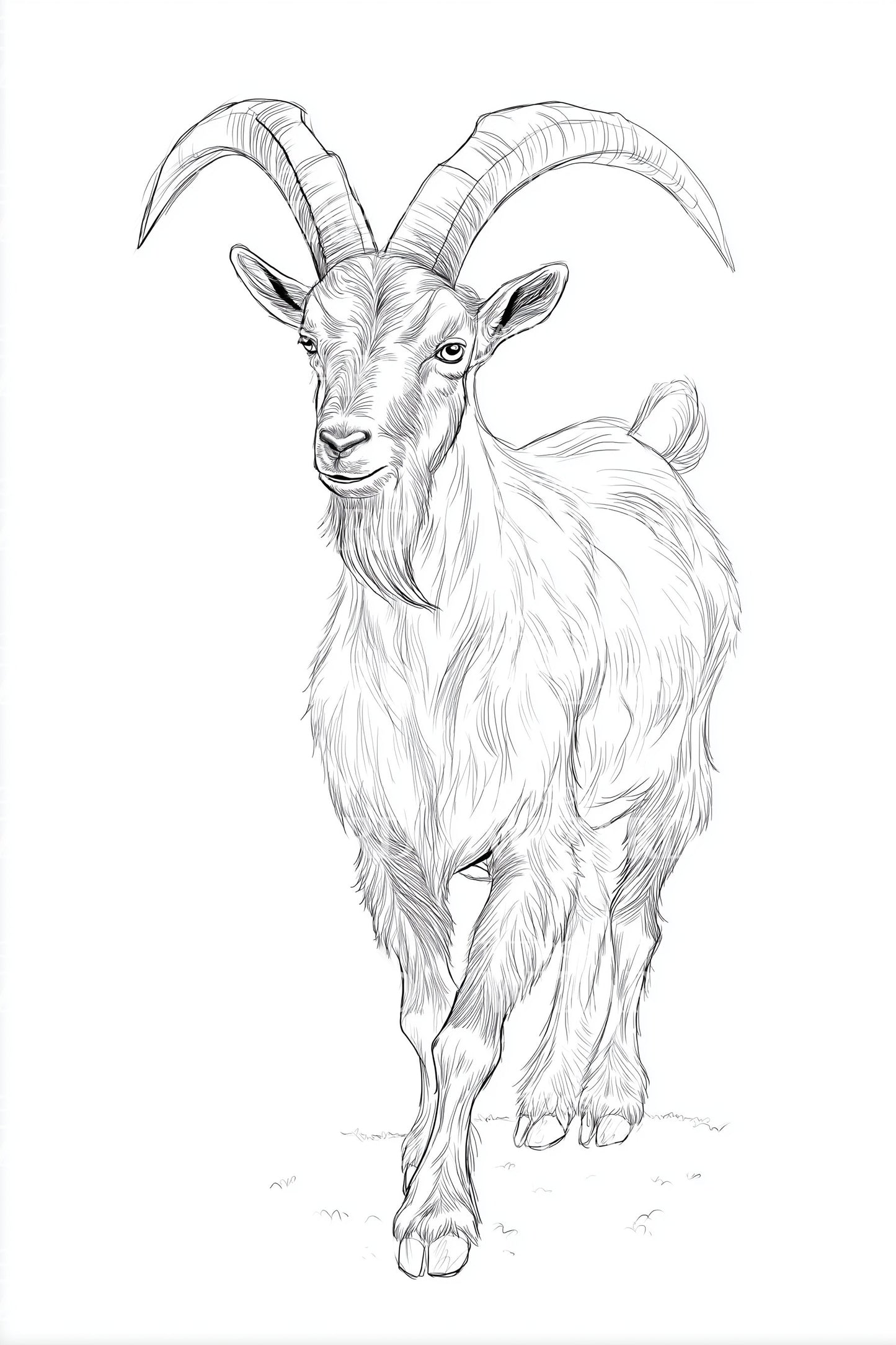 Front Facing Ibex Tattoo Design