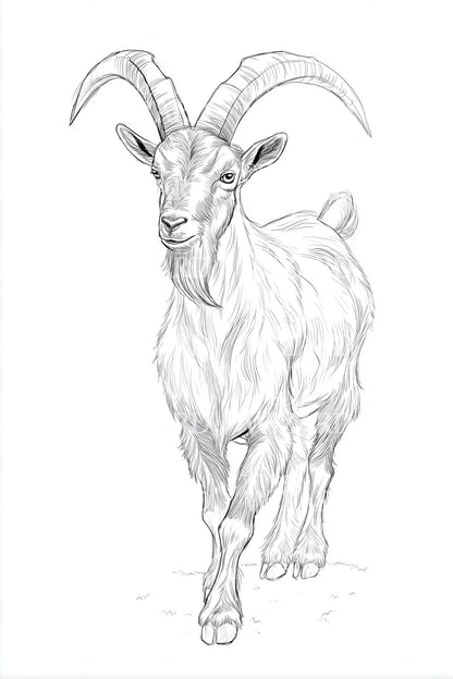Front Facing Ibex Tattoo Design