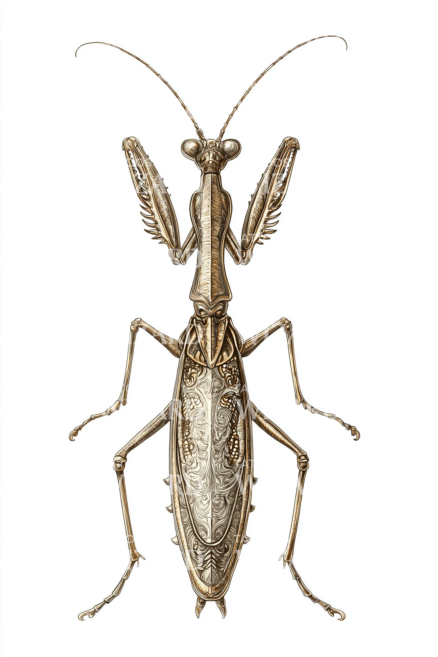 Front View Mantis Tattoo Design