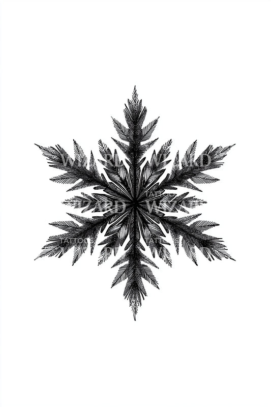 Frost Leaf Snowflake Tattoo Idea