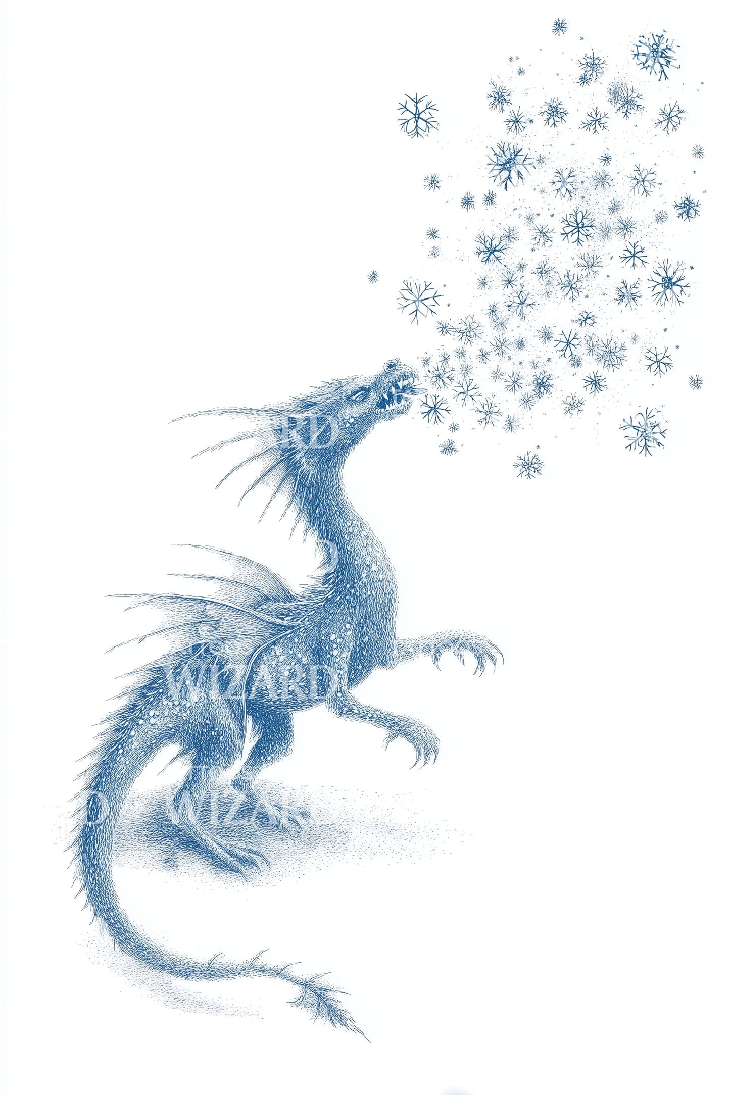 Frosted Blau Drachen Tattoo Design