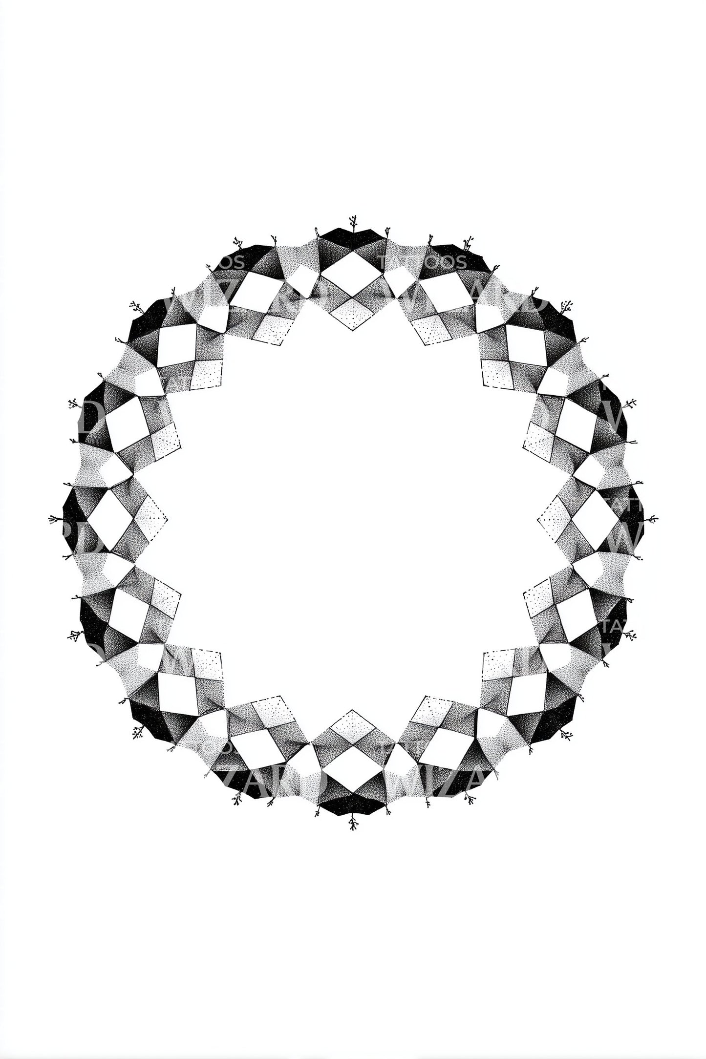 Frosted Gem Wreath Tattoo Illustration