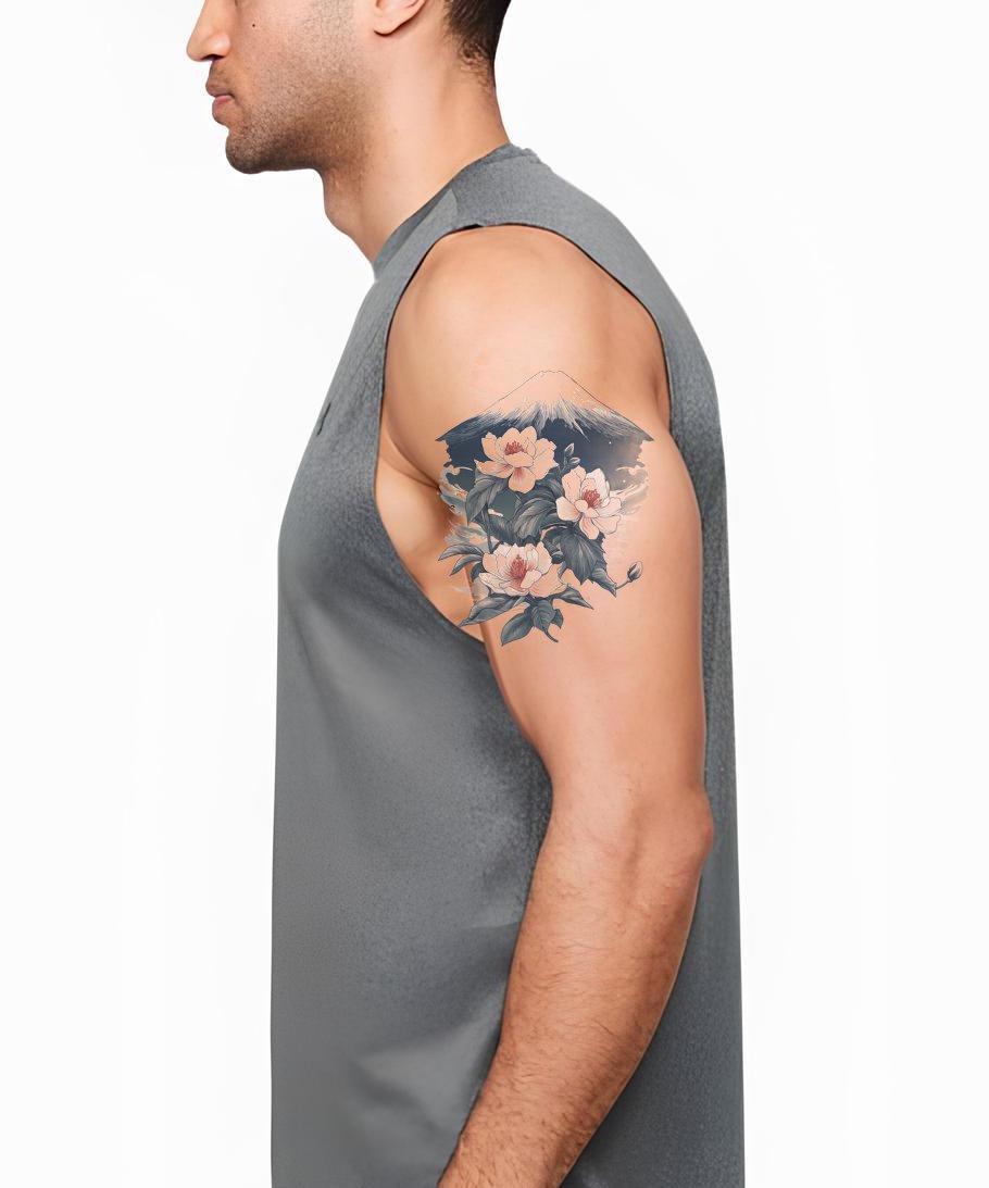Fuji Dawn Blossom Tattoo Design