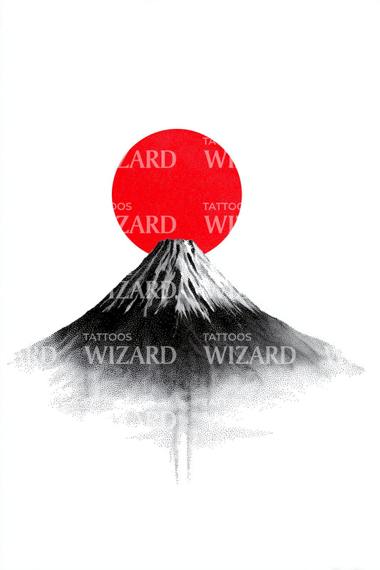 Fuji Rising Sun Tattoo Design