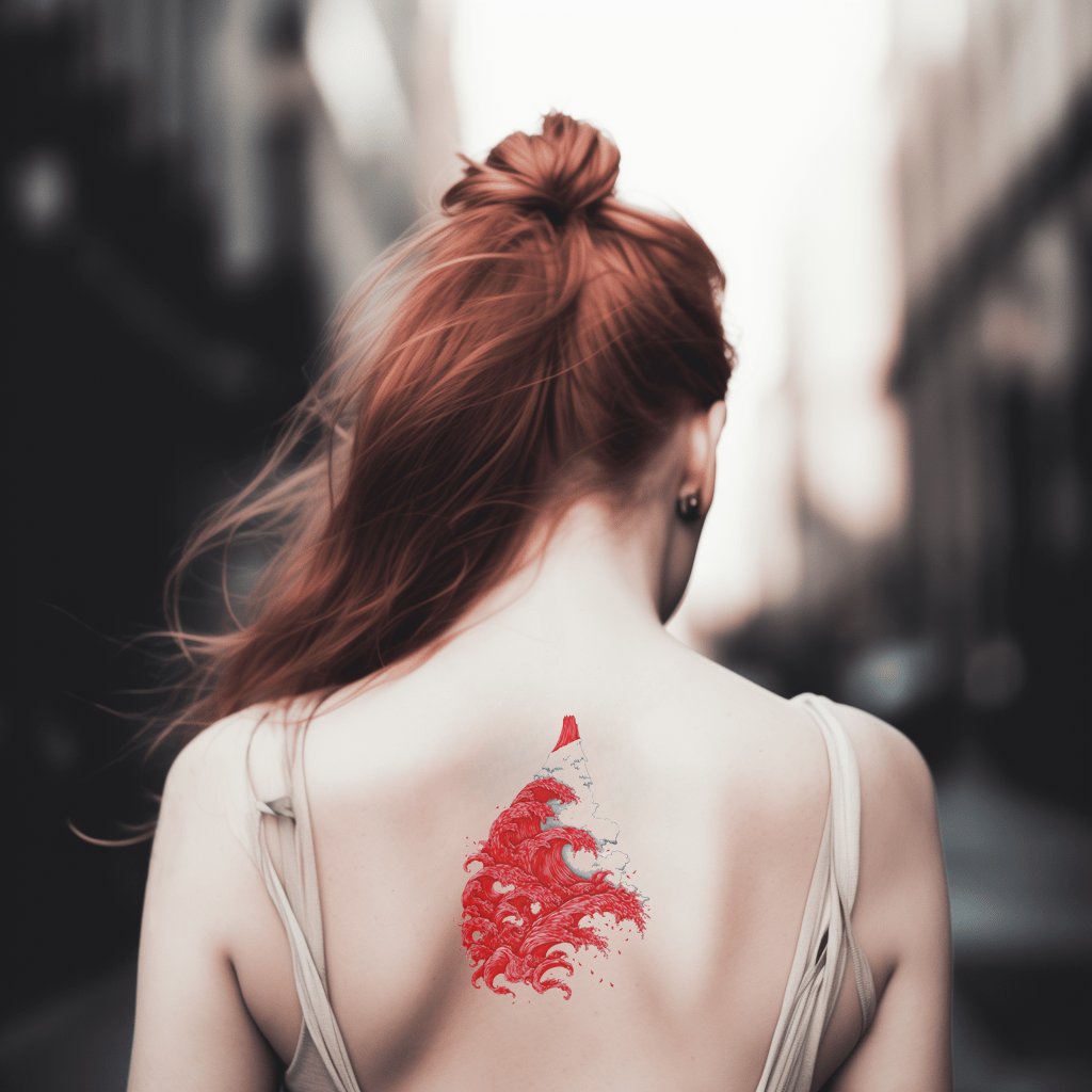 Fuji Crimson Wave Tattoo Design