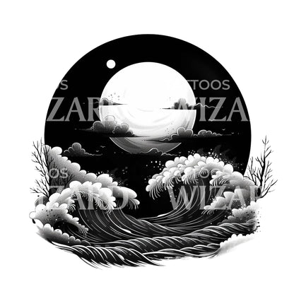 Full Moon Storm Tattoo Design