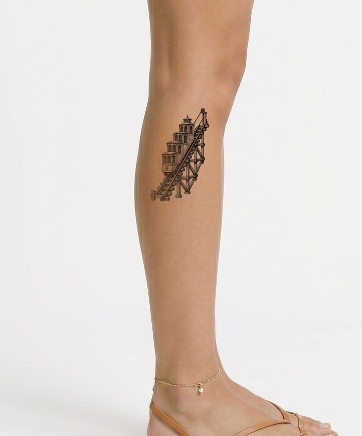 Tattoo-Design einer gestuften Standseilbahn