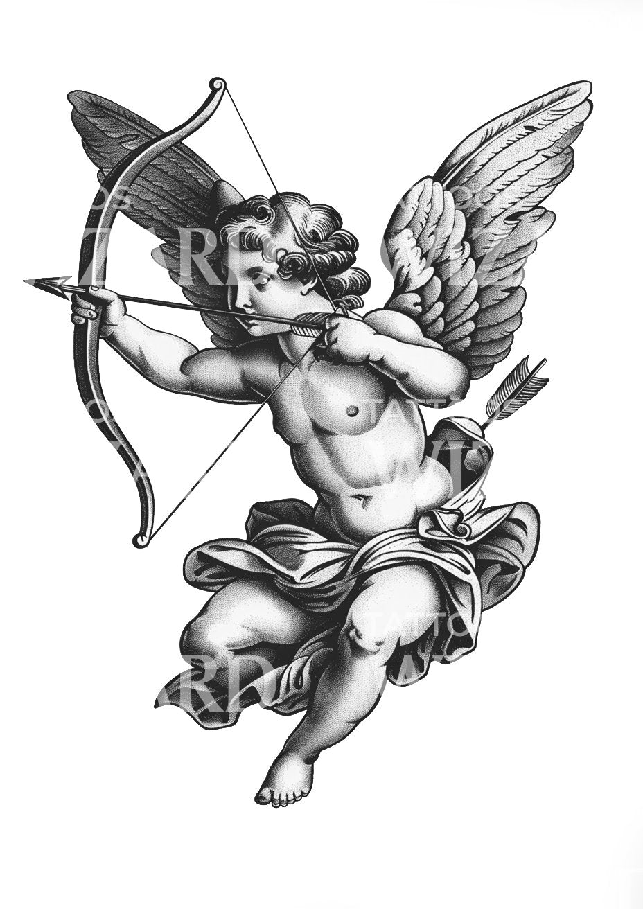 Funny and Cute Cupid Tattoo Design