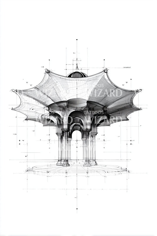 Design di tatuaggio ponte futuristico