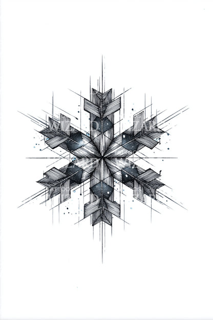 Futuristic Shard Snowflake Tattoo Design