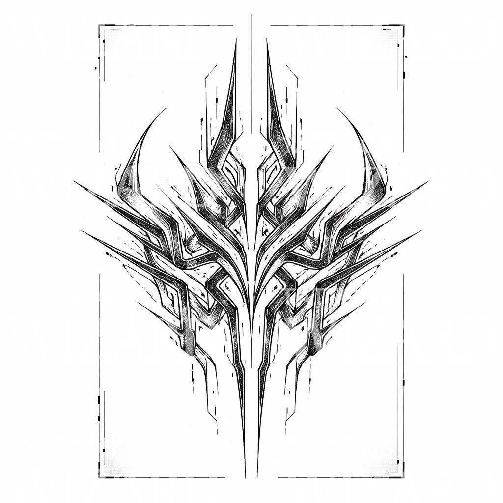 Futuristic Tribal Sigil Tattoo Design