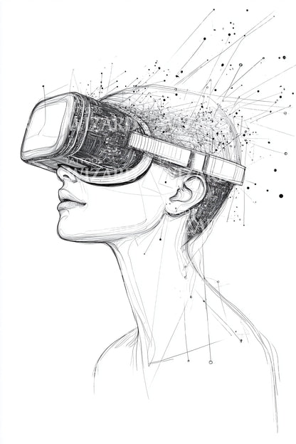 Futuristic VR Portrait Tattoo Design