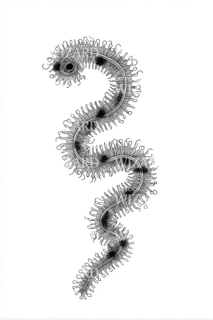 Fuzzy Cilia Serpent Tattoo Design