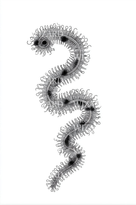 Fuzzy Cilia Serpent Tattoo Design