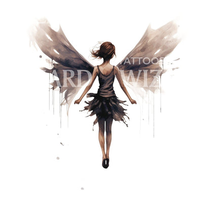 Girl with Wings Tattoo Design