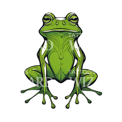 green frog sitting Tattoo Design