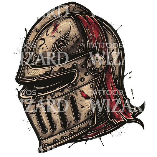 Conception de tatouage de casque de chevalier médiéval