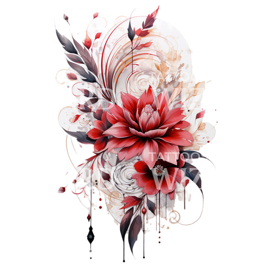 Conception de tatouage de composition de fleurs abstraites