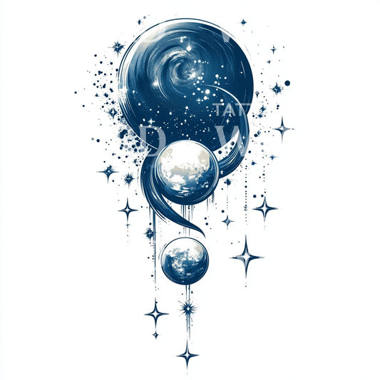 Galactic Blue Cosmic Flow Tattoo Design