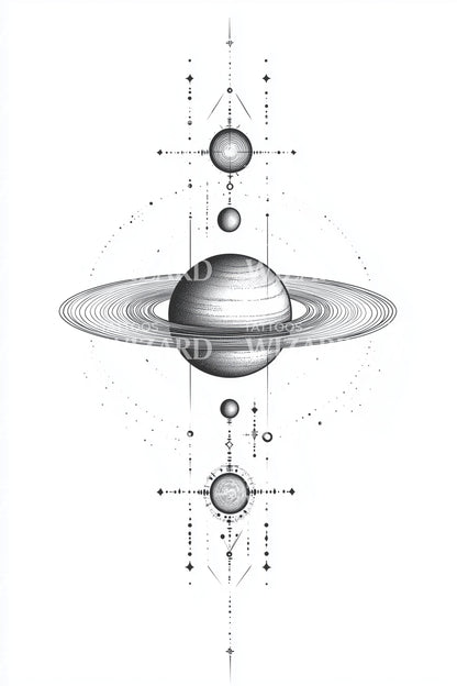 Desenho de Tatuagem Linhas de Órbita Galáctica