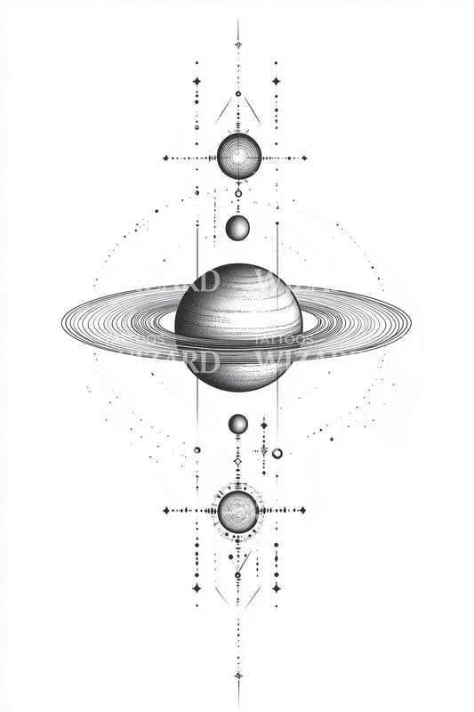 Galactic Orbit Lines Tattoo Design