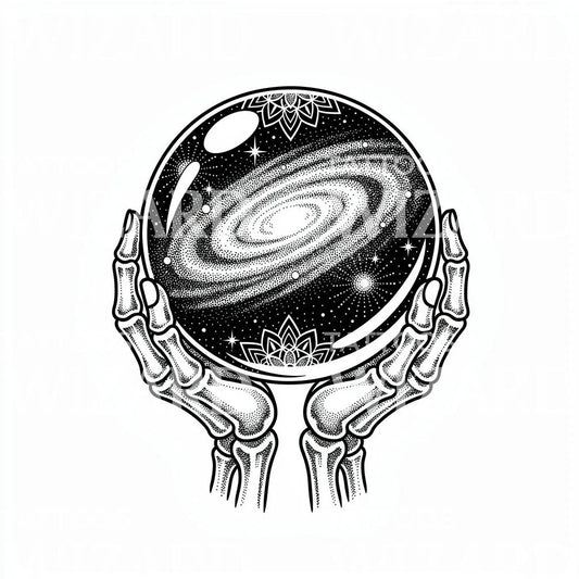 Galaxy Crystal Ball Tattoo Design