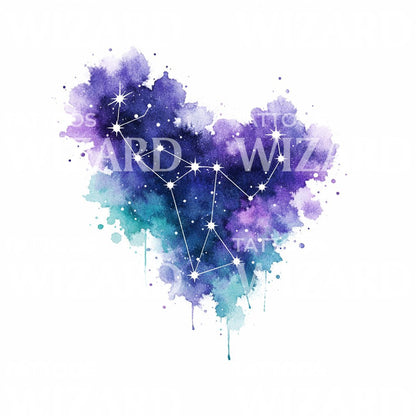 Galaxy Heart Constellation Tattoo Design