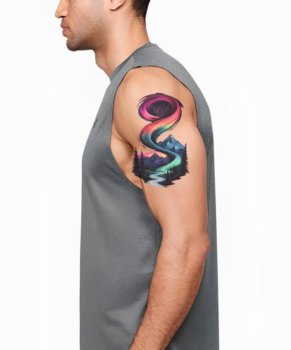 Galaxy Spiral Landscape Tattoo Design