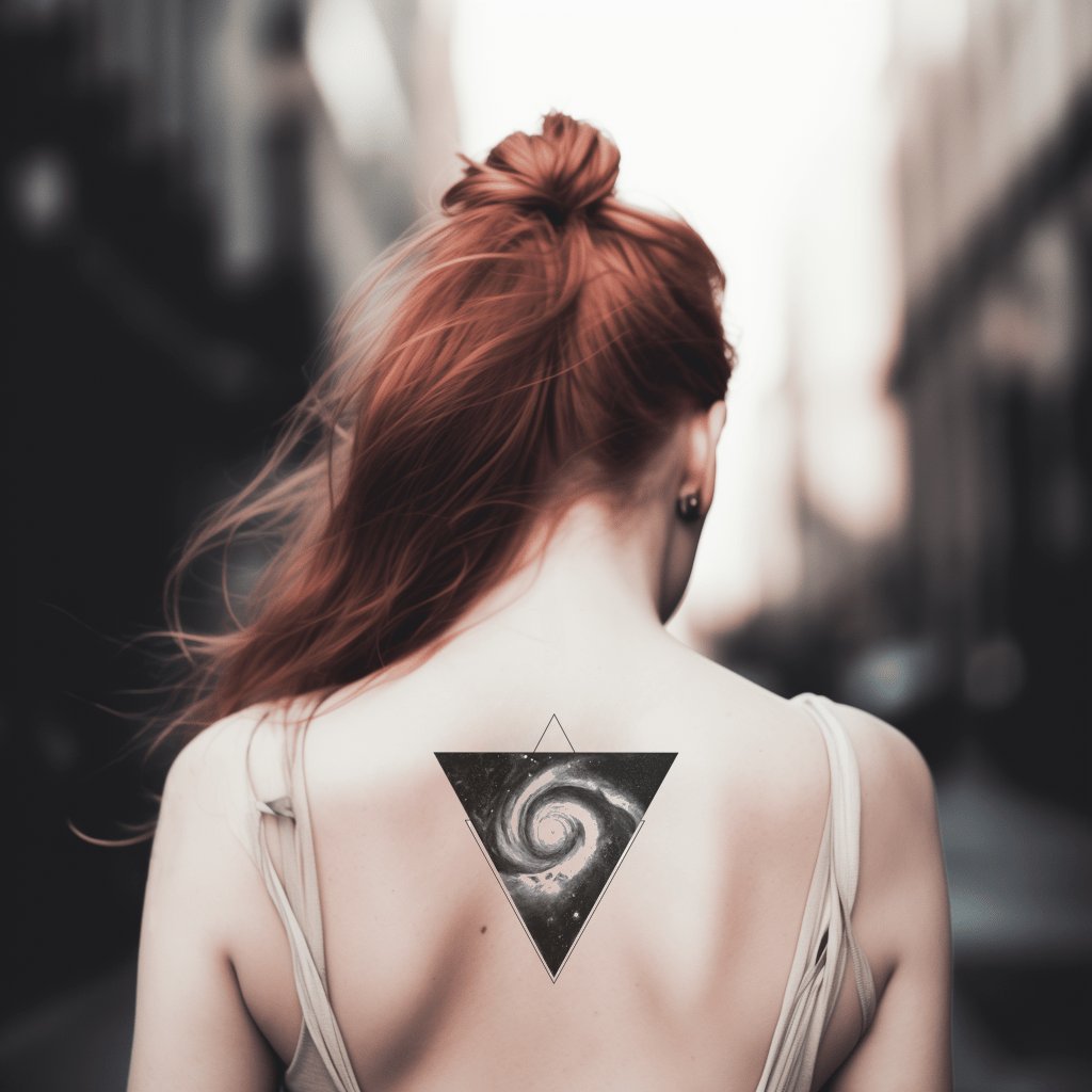 Cosmic Galaxy Triangle Tattoo Design