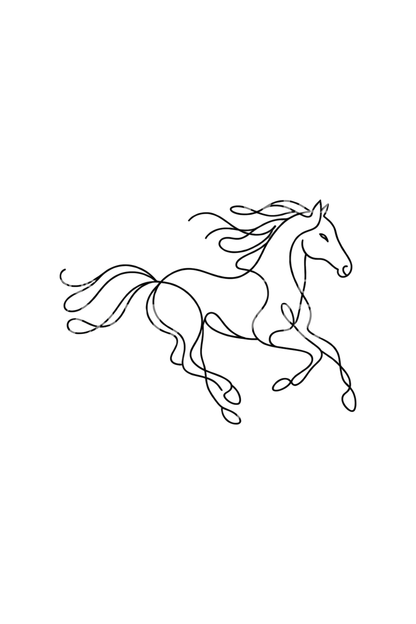 Galloping Horse One Line Tattoo Idea – Tattoos Wizard Designs
