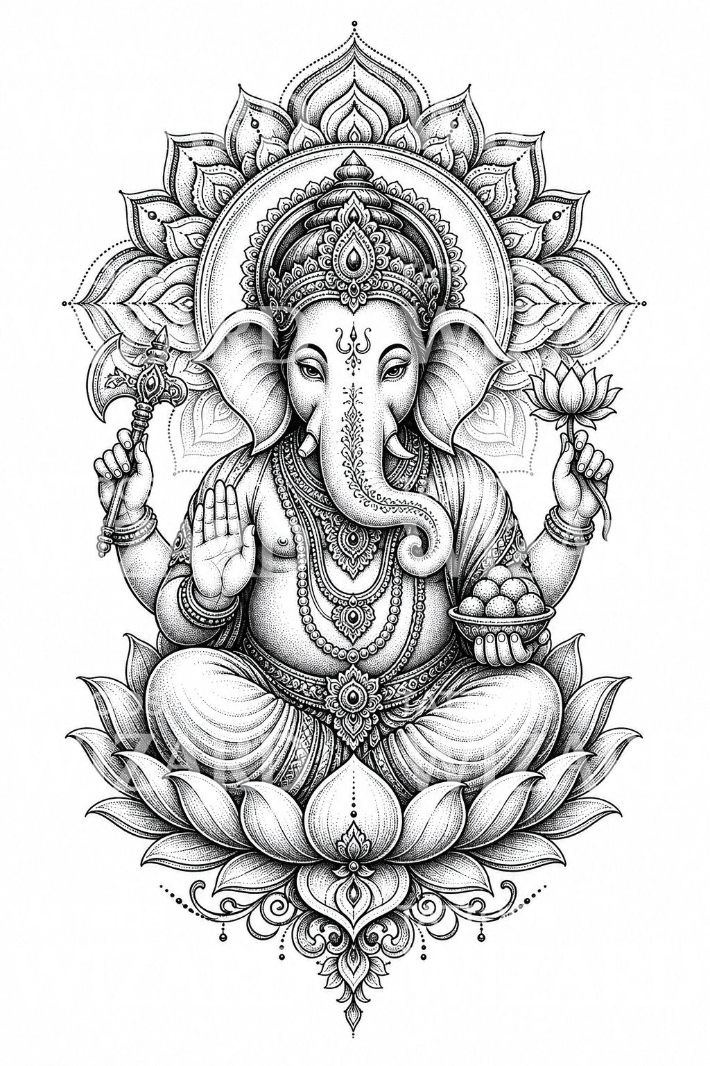 Ganesha Ornamental Tattoo Design