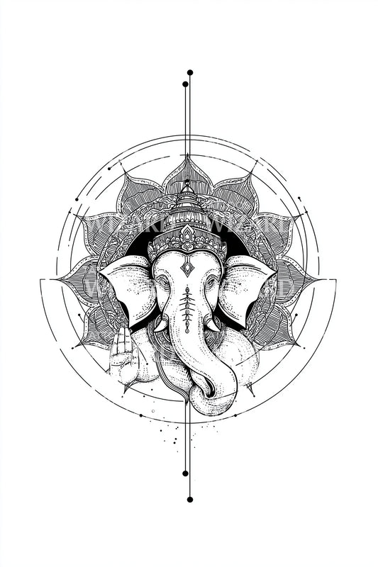 Ganesha Heilige Geometrie Tattoo Design