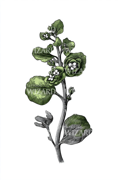 Garden Leaf Branch Tattoo Illustration