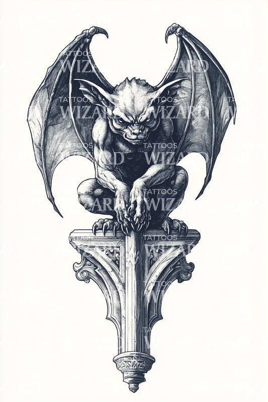 Design del tatuaggio statua guardiano gargoyle